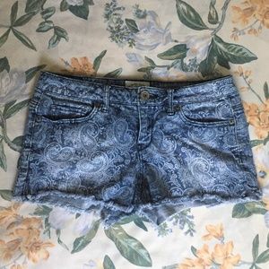 Aeropostale Paisley Print Denim Jean Shorts
